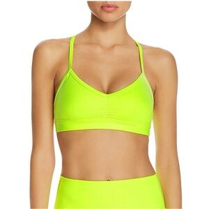 ALO Yoga Airbrush Shorts XS and Airbrush Bra XS, color - Neon Yellow
